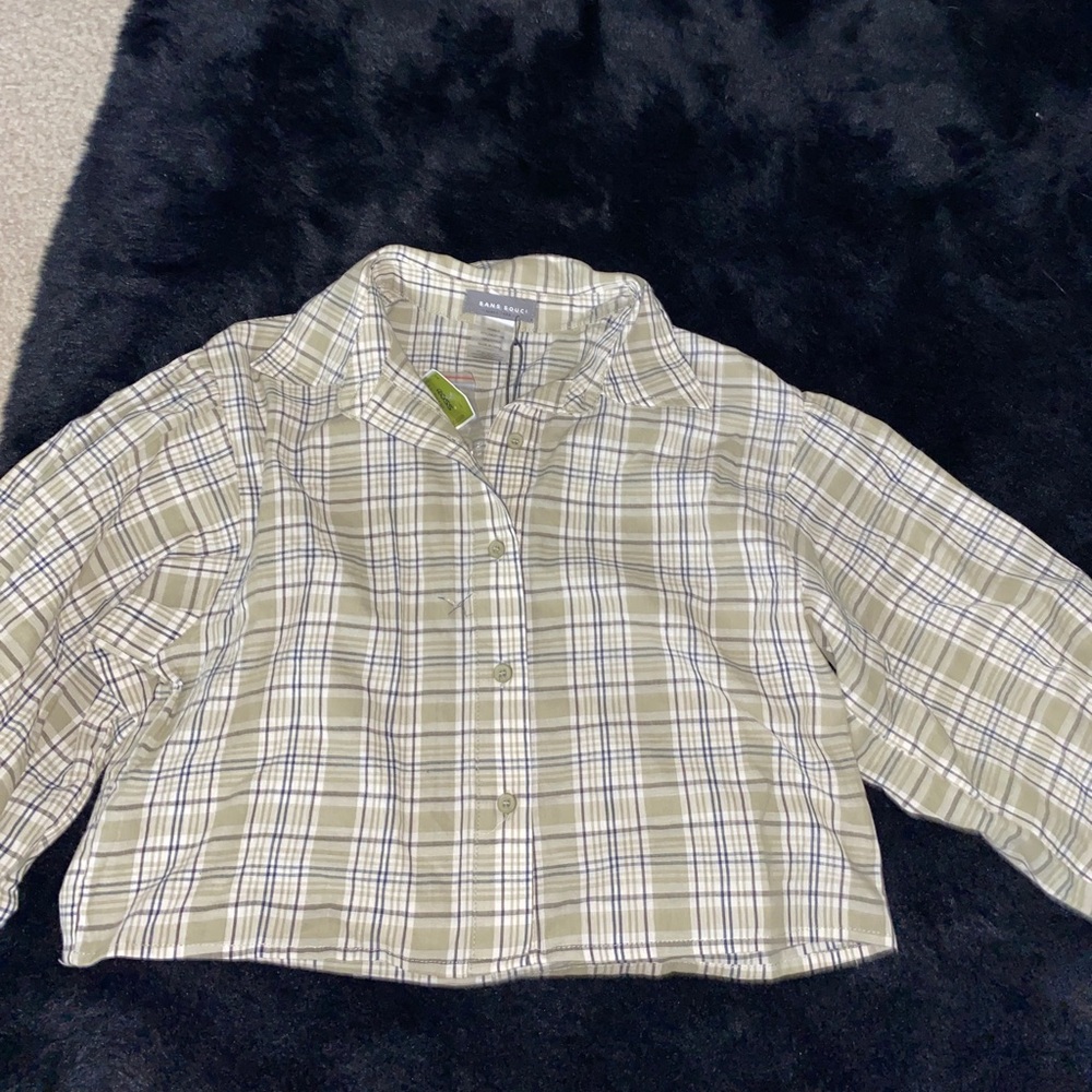 Plaid Button up crop top